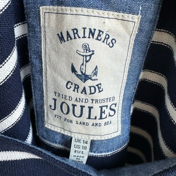 Joules Navy and White Stripe Knit Dress Size 10 Marines Grade Boat Neck Preppy - Picture 5 of 6